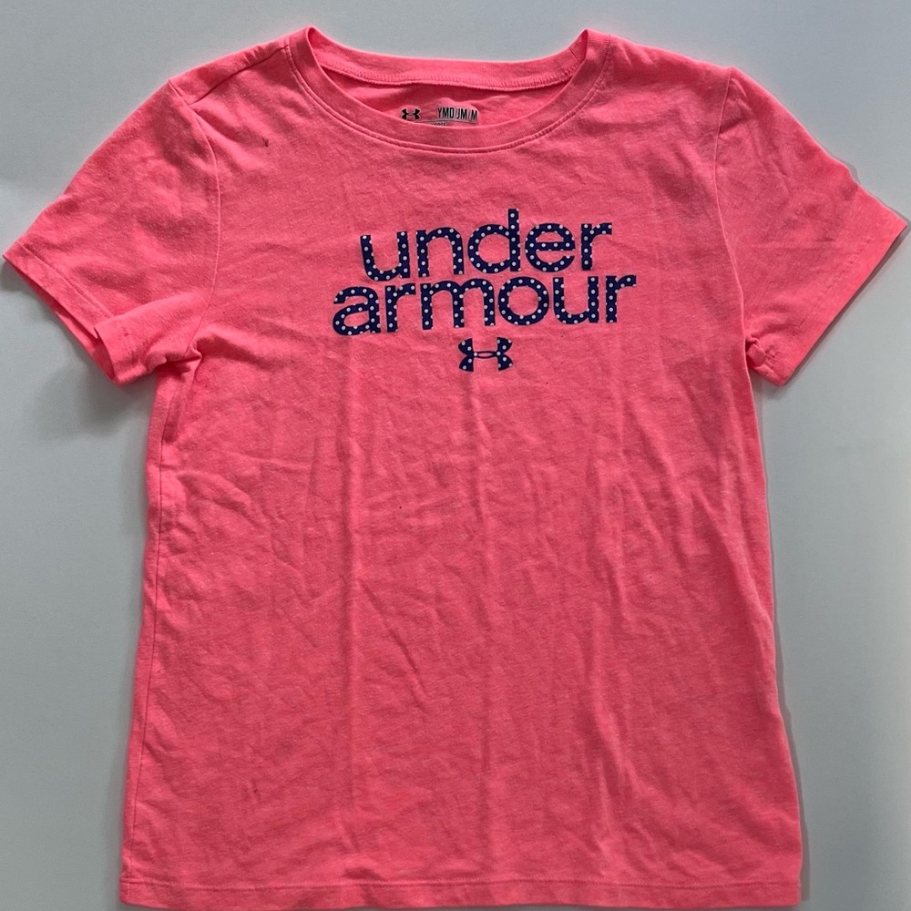 Under Armour Girls Coral Tee with Navy Logo